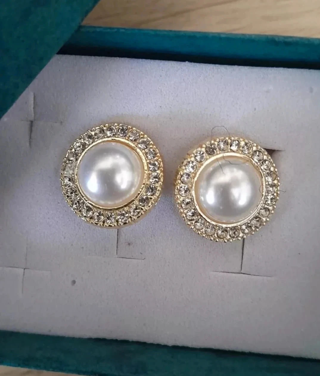 Elegantes aretes con strass, perla, dorados, estilo Fashion – photo 2